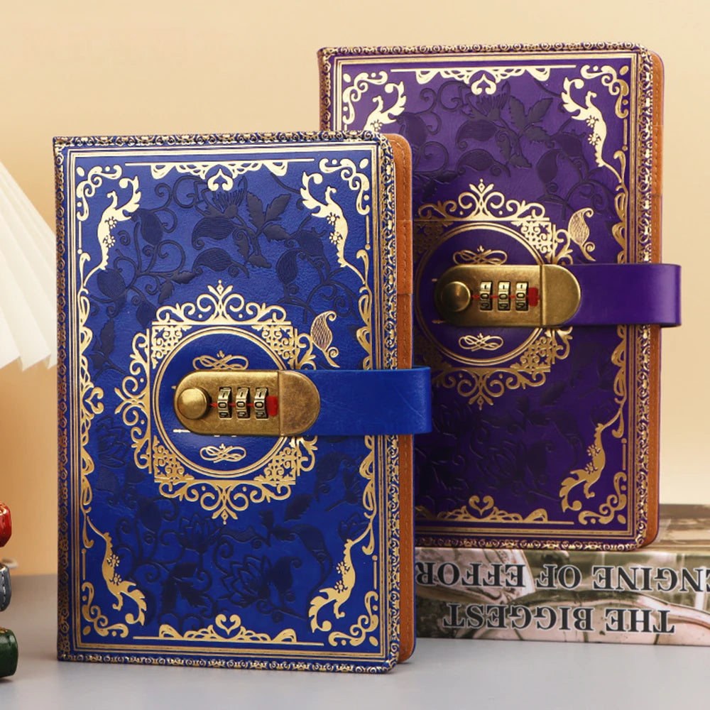 New A5 Retro Password Notebook With Lock Diary Book Student Vintage Sub Supplies
