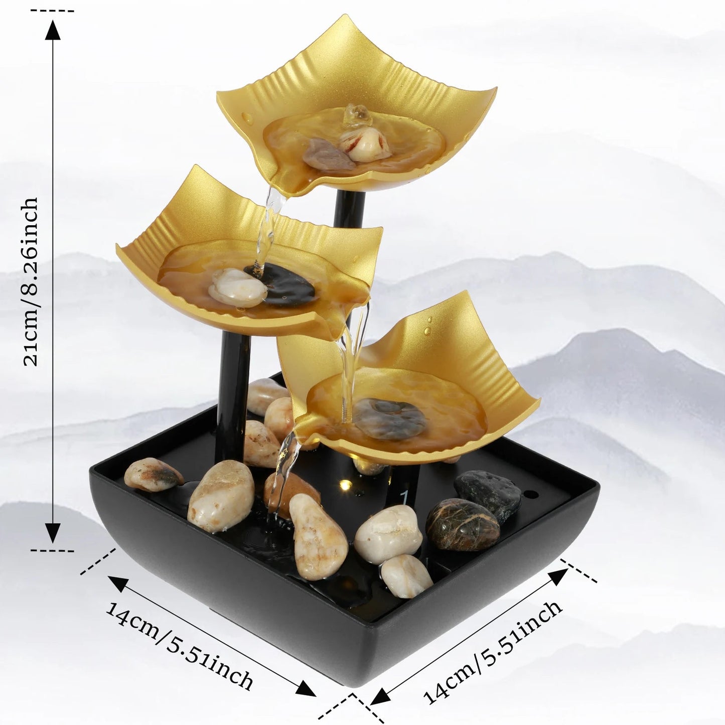 Tabletop Fountain Decor Water Landscape Ornament Attract Wealth Relax Zen Meditation