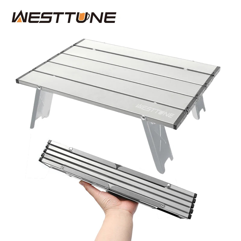 Westtune Mini Camping Table Ultralight Portable Aluminum Alloy Outdoor Roll Up Folding For Backpacking Picnic Bbq
