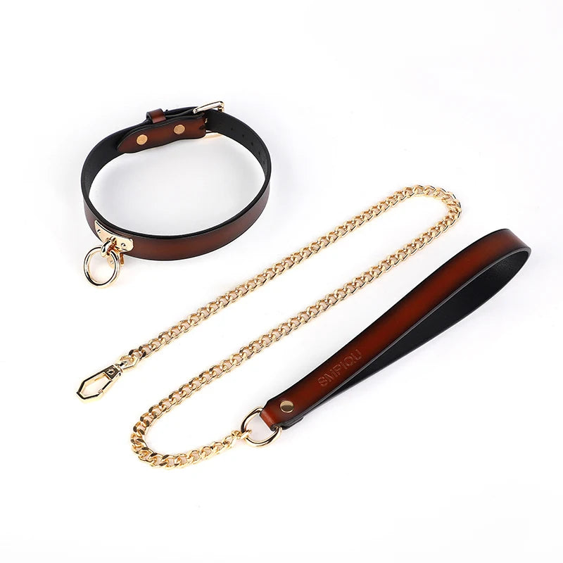 Blackwolf Bondage Genuine Leather Collar Slave Bed Neck Restraint With Leash Bdsm Erotic Sex Toys For Women Couples Adul