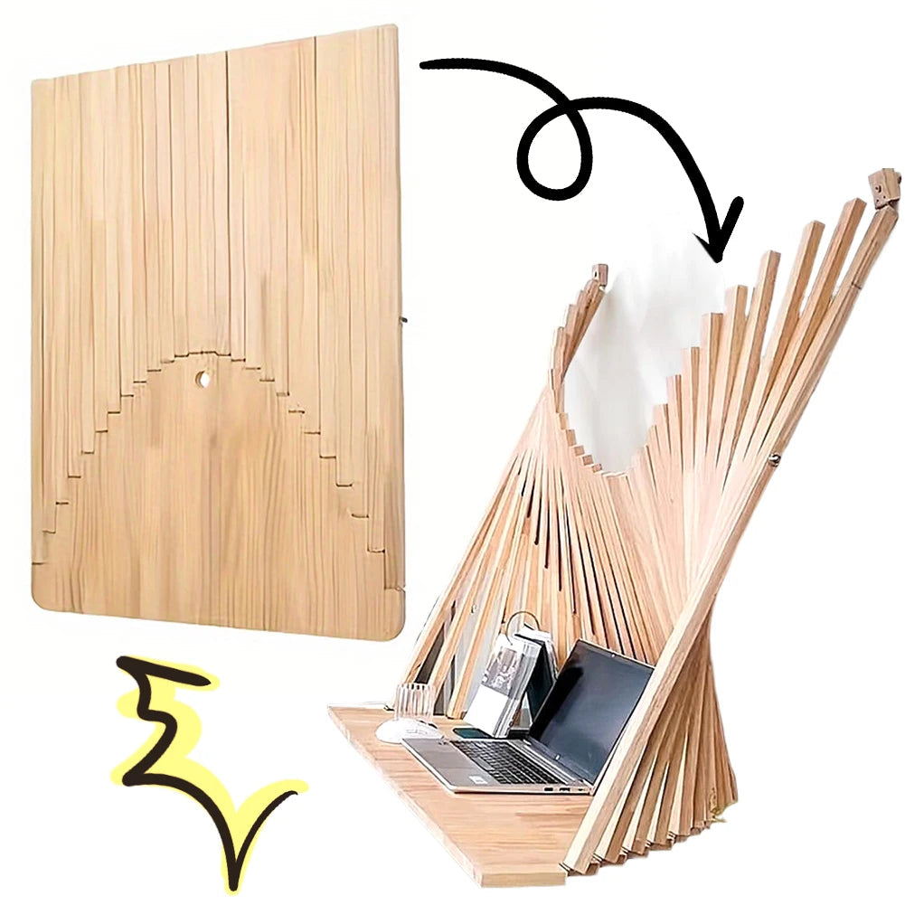 Folding Desk Wall Mounted Foldable Table Fashionable Creative Hanging Solid Wood Computer