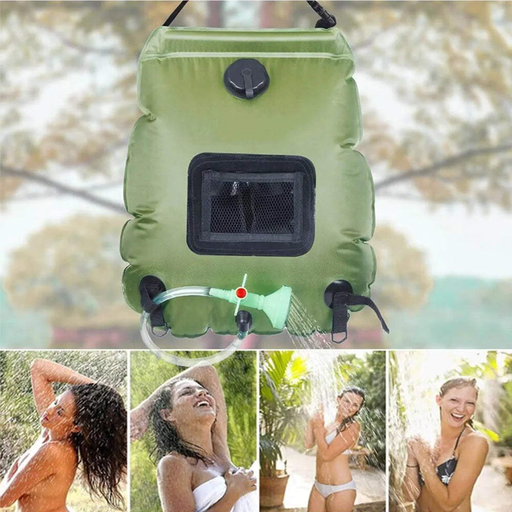Solar Shower Bag 20L Outdoor Heating Premium Camping Hot Water Temperature 45Ac With Removable Hose Head