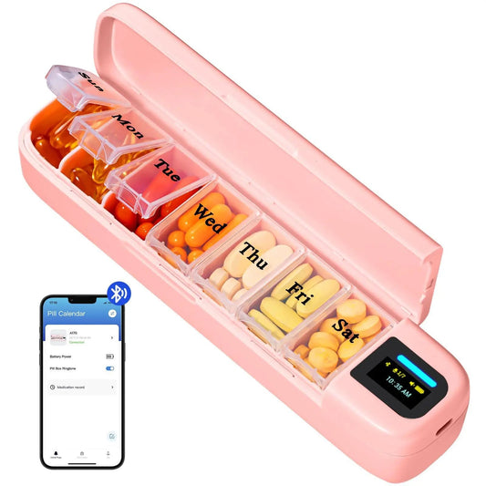 Bluetooth Smart Electronic Pill Case With Timer Clock 7 Day Portable Dispenser Box