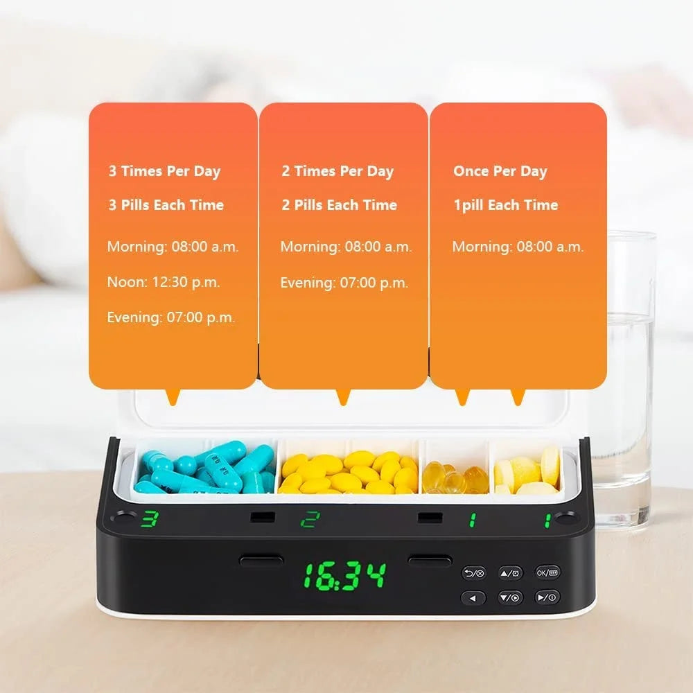Pill Dispenser With Alarm Daily Medicine Organizer Up To 7 Alarms Day Smart Box Christmas Gift Reminder