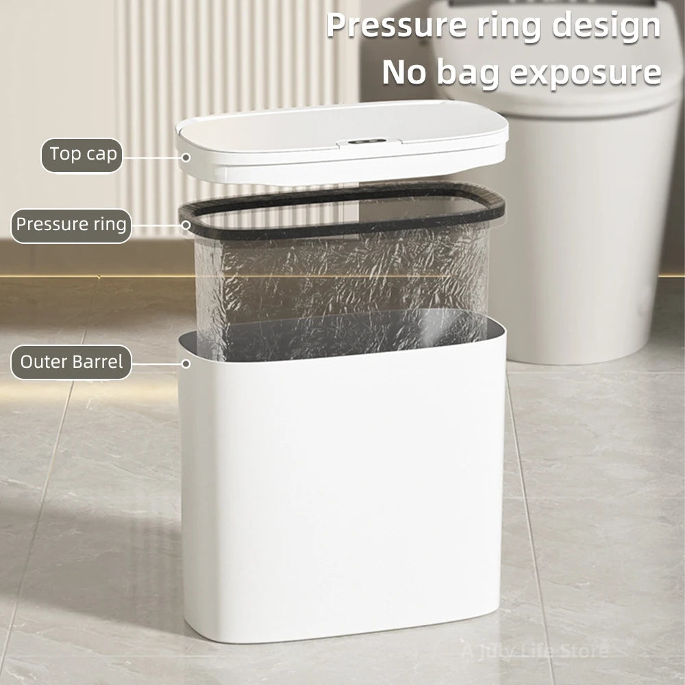 Wall Mounted 14L Smart Sensor Waterproof Electric Trash Can Waste Bin White