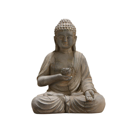Resin Solar Buddha Statue Sculpture Garden Decor Light Zen Asian Japanese Decoration Outdoor