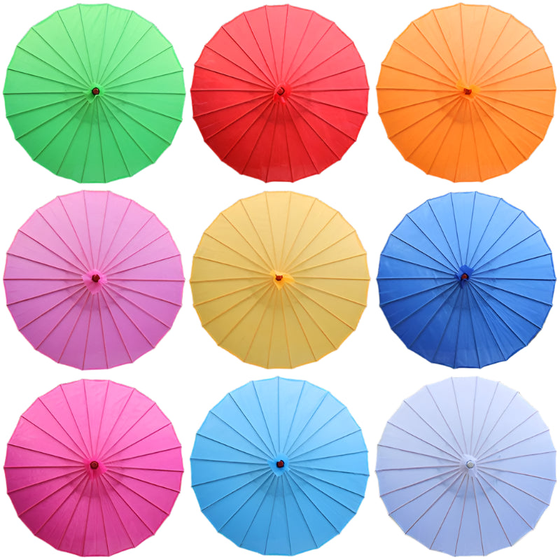 Chinese Colored Fabric Umbrella White Pink Parasols China Traditional Dance Japanese Silk Props