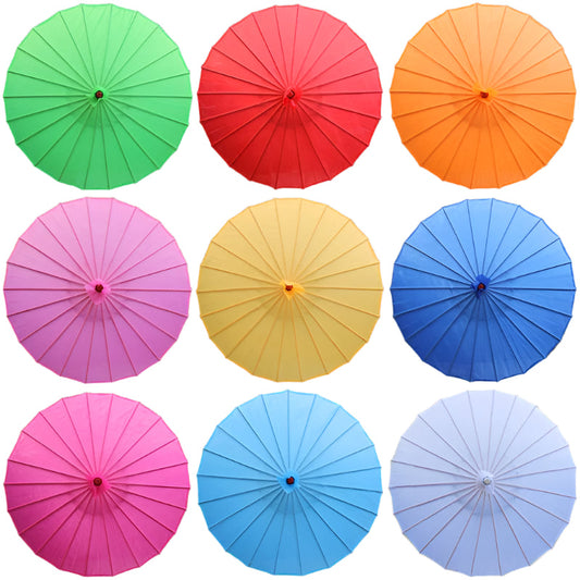 Chinese Colored Fabric Umbrella White Pink Parasols China Traditional Dance Japanese Silk Props