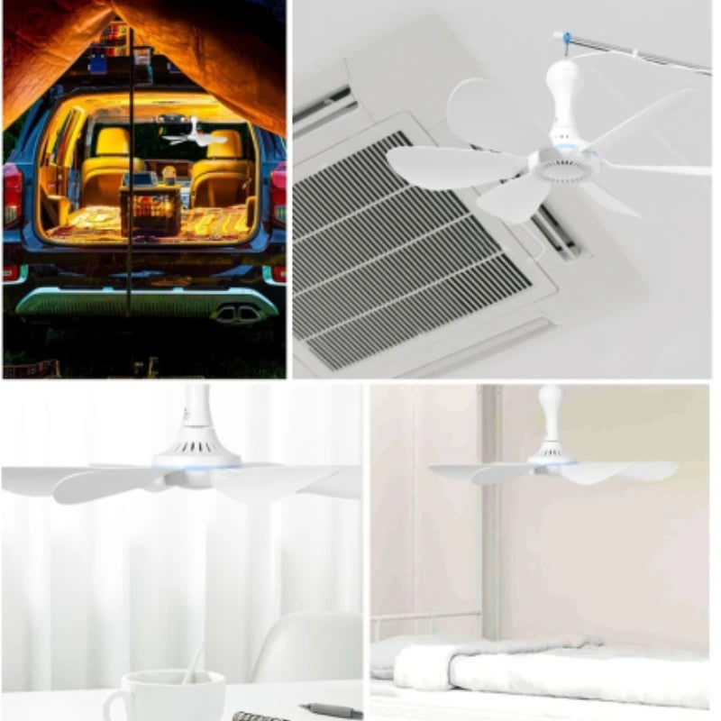 Usb Fan Silent 6 Blade Ceiling 4 Speed Hanging For Camping Bed Outdoor Camper Tents