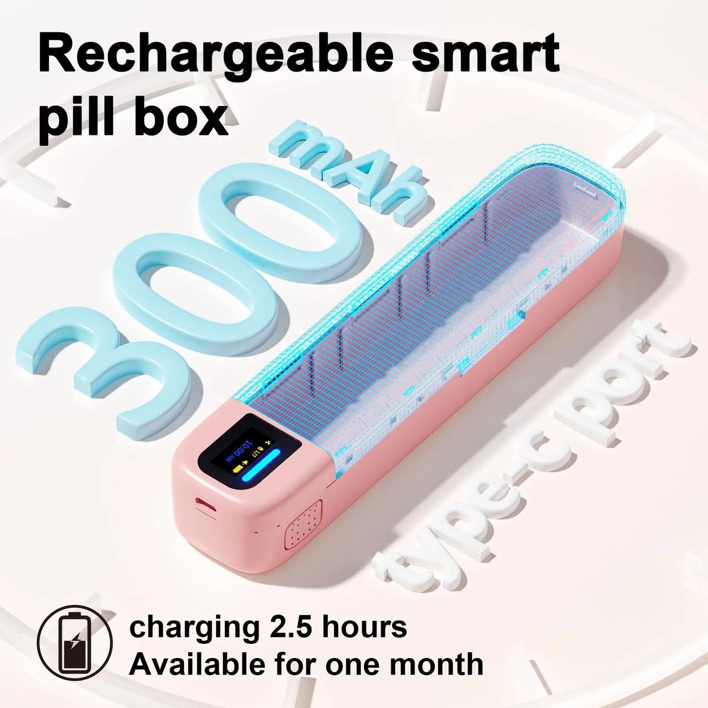 Bluetooth Smart Electronic Pill Case With Timer Clock 7 Day Portable Dispenser Box
