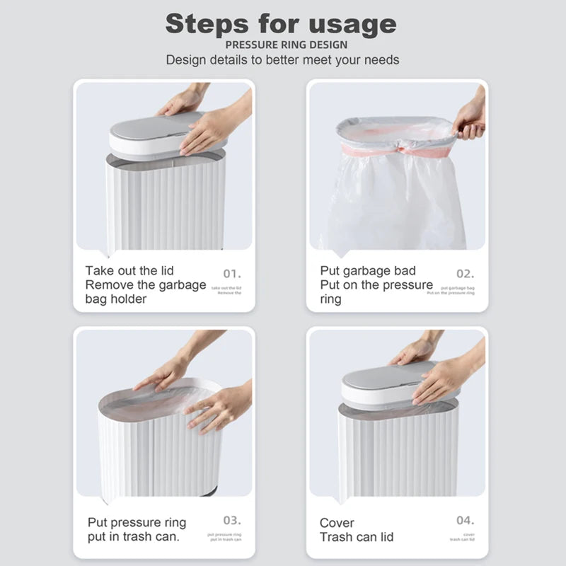 7/9L Automatic Sensor Trash Can Fashionable Roman Striped Bathroom Toilet Smart Kitchen Induction Garbage Bin Dustbin