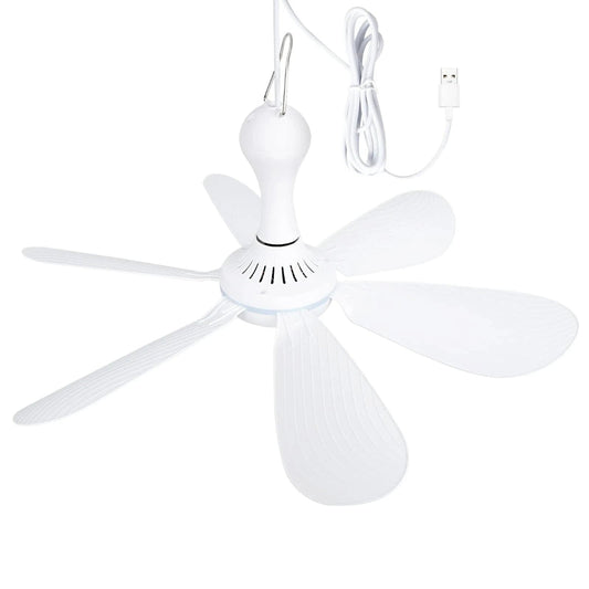 Usb Fan Silent 6 Blade Ceiling 4 Speed Hanging For Camping Bed Outdoor Camper Tents