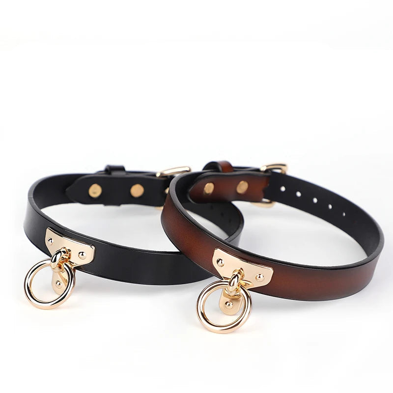 Blackwolf Bondage Genuine Leather Collar Slave Bed Neck Restraint With Leash Bdsm Erotic Sex Toys For Women Couples Adul