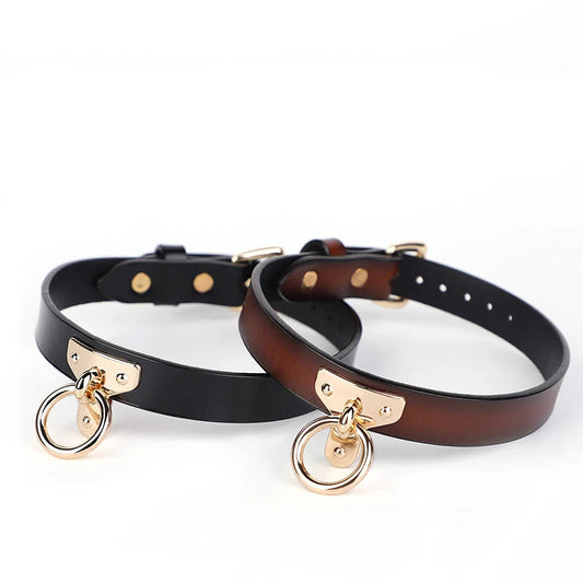 Blackwolf Bondage Genuine Leather Collar Slave Bed Neck Restraint With Leash Bdsm Erotic Sex Toys For Women Couples Adul