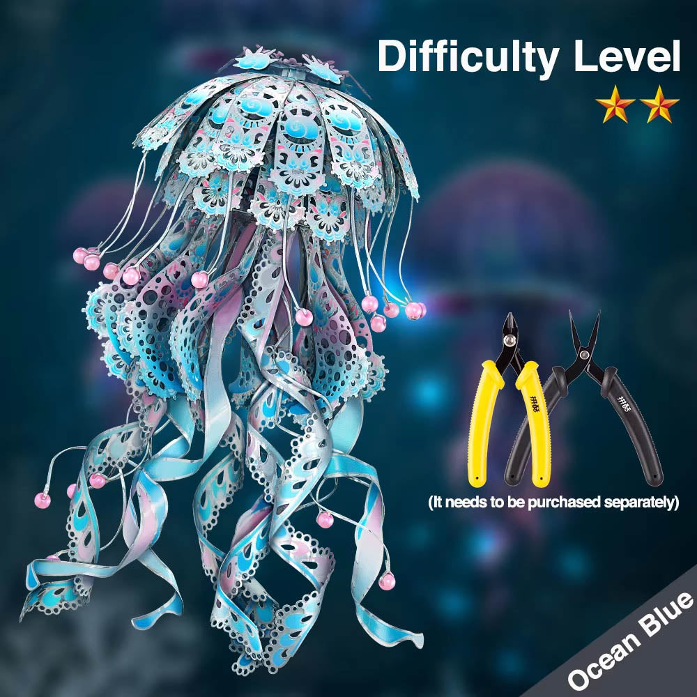 Piececool Model Building Kits Colourful Jellyfish Puzzle 3D Metal Diy Toys Jigsaw For Adult Brain Teaser Teens Gifts