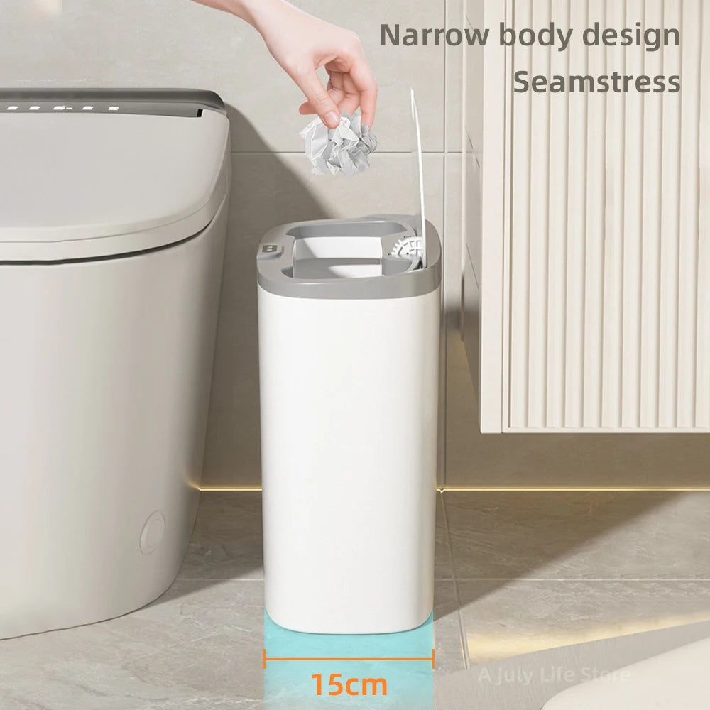 Wall Mounted 14L Smart Sensor Waterproof Electric Trash Can Waste Bin White