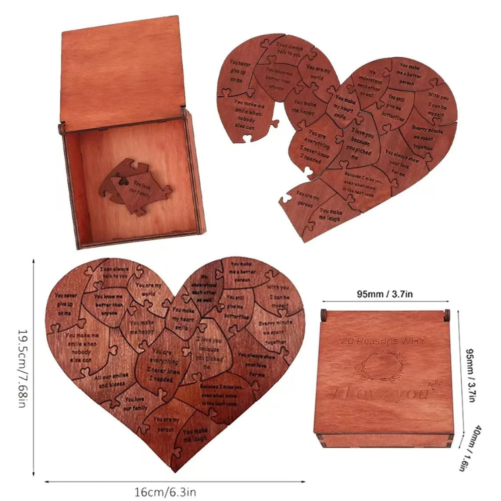 20 Reasons Why I Love You Puzzle Engraved Gift Home Decor Sentimental Gifts Personalized Valentine Day