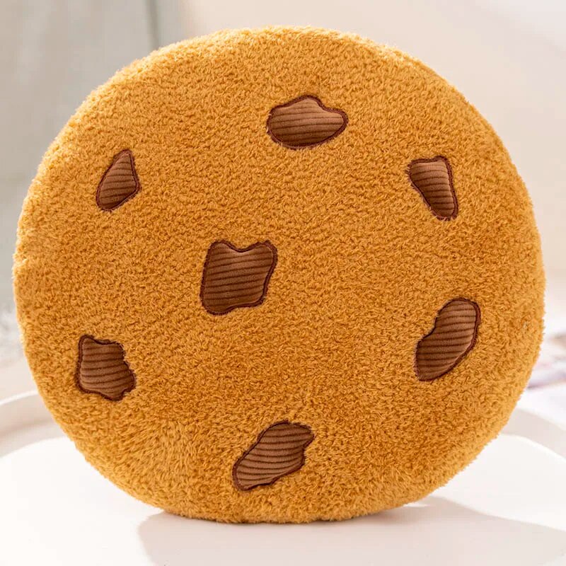 Plush Pillow Light Brown Chocolate Cookies Biscuit Shape Stuffed Soft Cushion