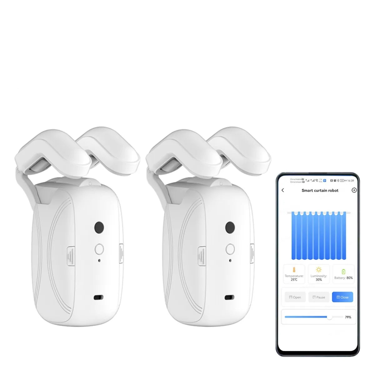 1Pcs Tuya Smart Curtain Robot Roman Rod Track App Controlsingle/Double (Works With Gateway For Remote Controli