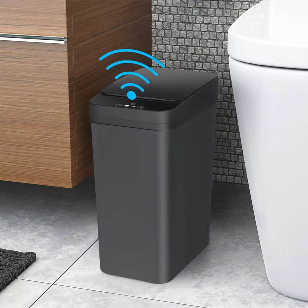 Bathroom Touchless Trash Can 12L Automatic Motion Sensor Lid Odor Proof Bin