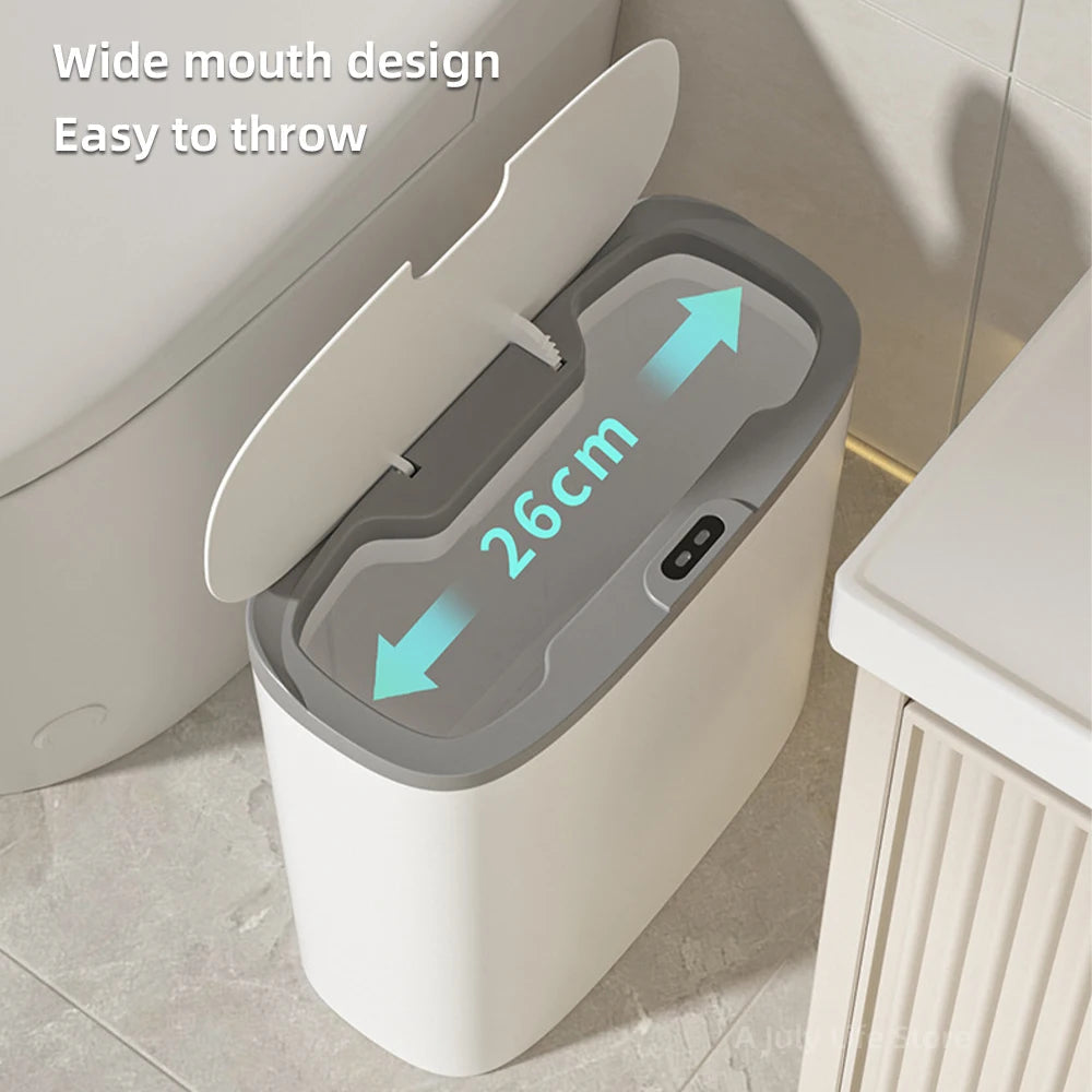 Wall Mounted 14L Smart Sensor Waterproof Electric Trash Can Waste Bin White