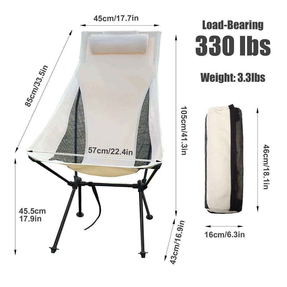 Westtune Folding Camping Chair With Headrest Lightweight Tourist Chairs Aluminum Alloy Fishing Outdoor Furniture