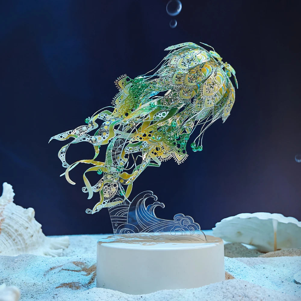 Piececool Model Building Kits Colourful Jellyfish Puzzle 3D Metal Diy Toys Jigsaw For Adult Brain Teaser Teens Gifts