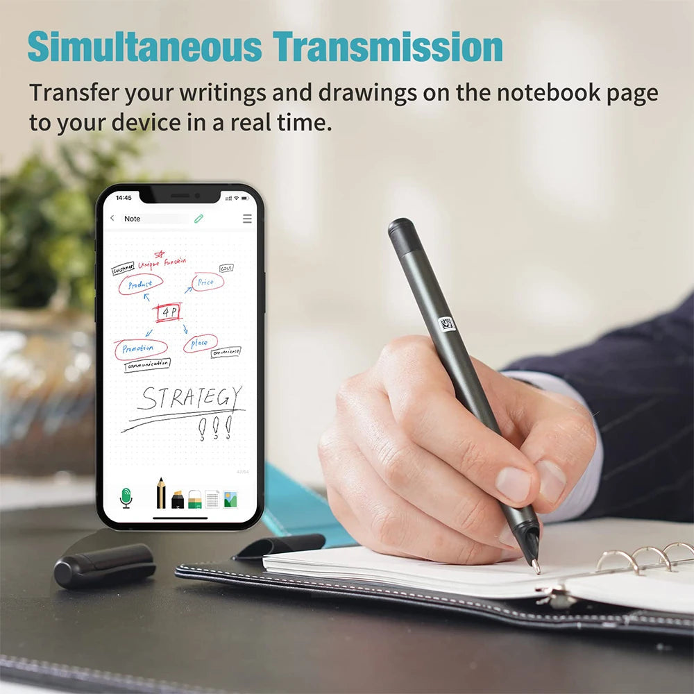 Syncpen3 Set Smart Digital Pen With Notebook & Lcd Writing Tablet Bluetooth Wireless Ocr Record Notes Newyes