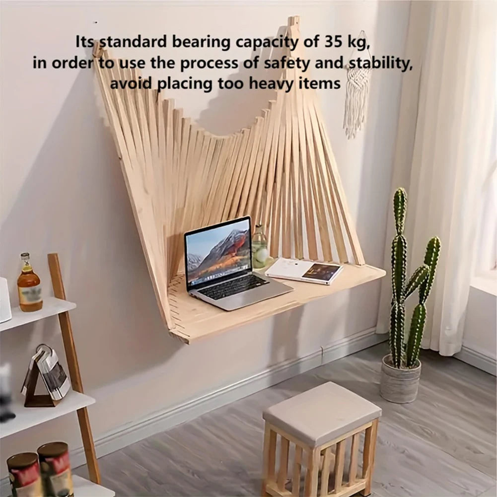 Folding Desk Wall Mounted Foldable Table Fashionable Creative Hanging Solid Wood Computer