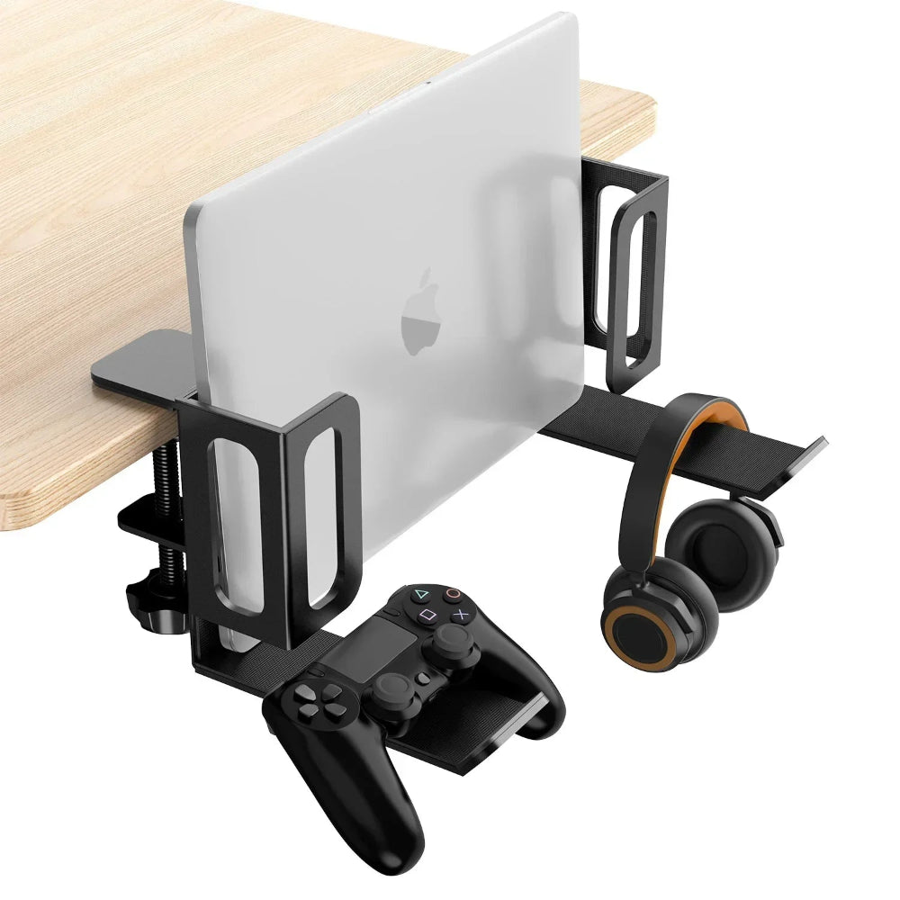 Steel Clamp Desk Side Laptop Holder Home Office Hanging Organizer