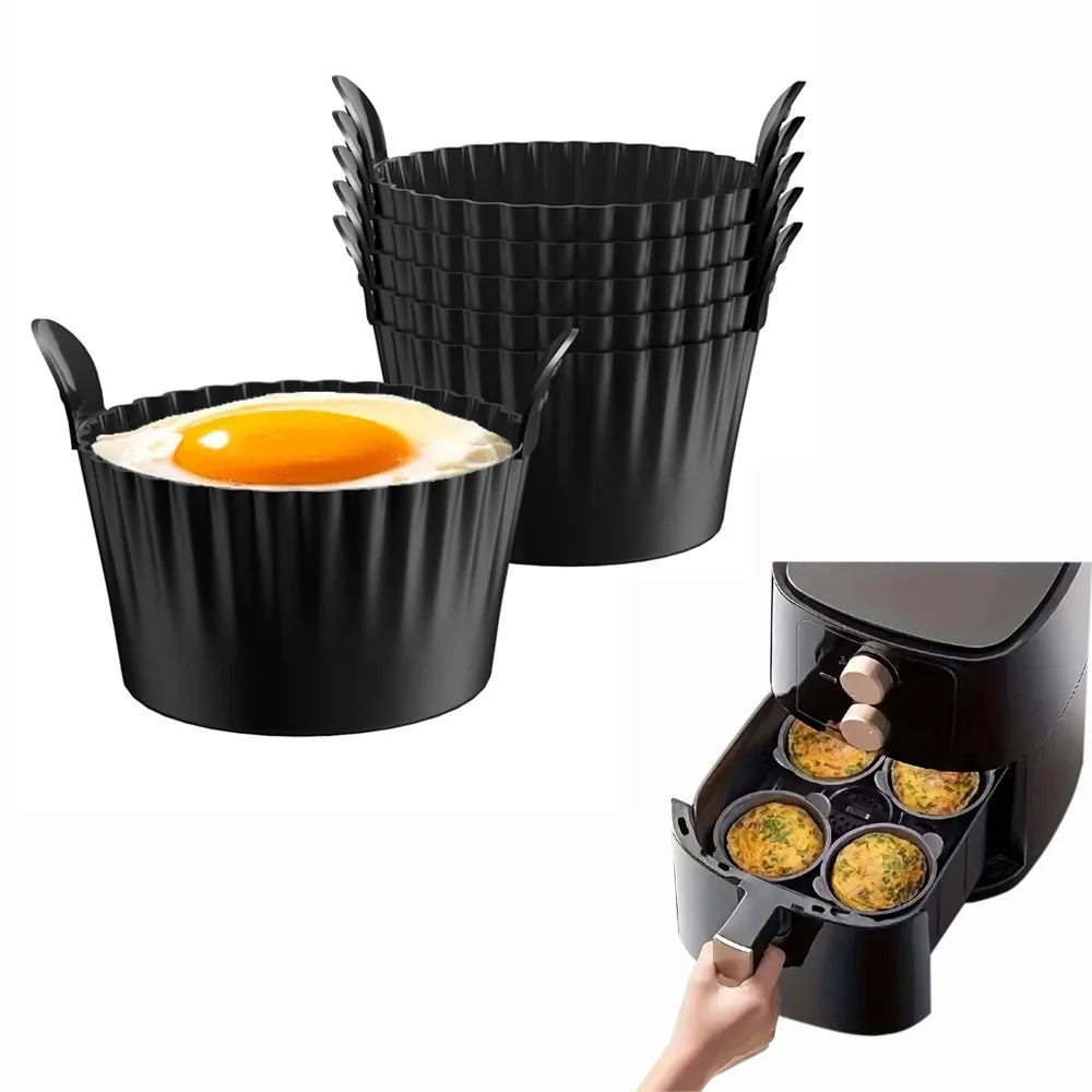 Silicone Air Fryer Egg Poacher Cupcake Baking Cups Ramekins Ovens Basket