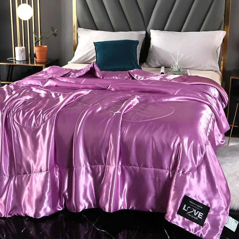 4 Styles Silky Cooling Blanket Thin Quilt Smooth Comforter Bed Cover

<