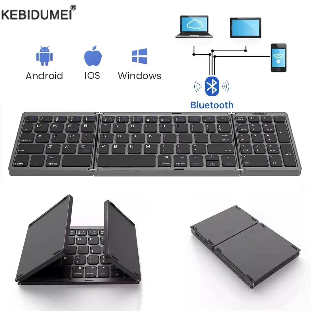 Foldable Wireless Bluetooth Keyboard Rechargeable Folding For Ipad Mobile Tablet Notebook Office Mini