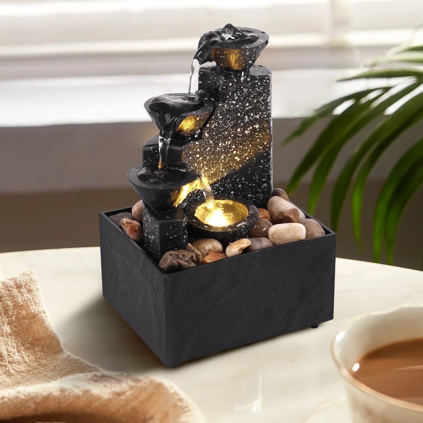 Tabletop Fountain Decor Water Landscape Ornament Attract Wealth Relax Zen Meditation
