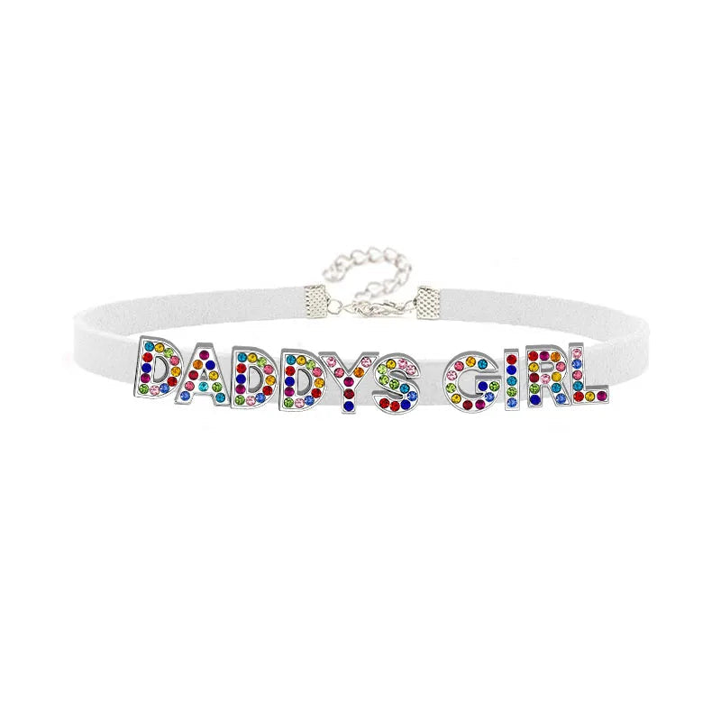 1 Sets of Veile Studios Colorful Letters Daddys Girl Choker Necklace Custom Collar Fashion Jewellery