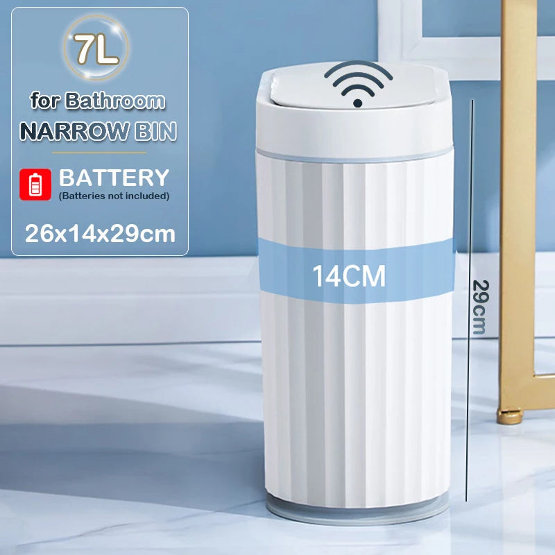 7/9L Automatic Sensor Trash Can Fashionable Roman Striped Bathroom Toilet Smart Kitchen Induction Garbage Bin Dustbin
