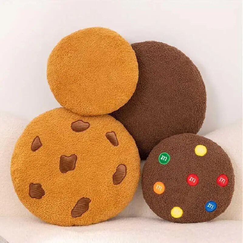 Plush Pillow Light Brown Chocolate Cookies Biscuit Shape Stuffed Soft Cushion