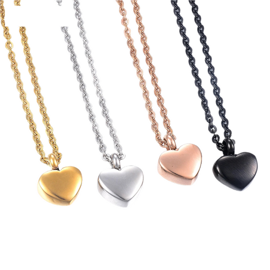 Small Heart Cremation Urn Necklace Stainless Steel Memorial Ash Pendant Jewelry