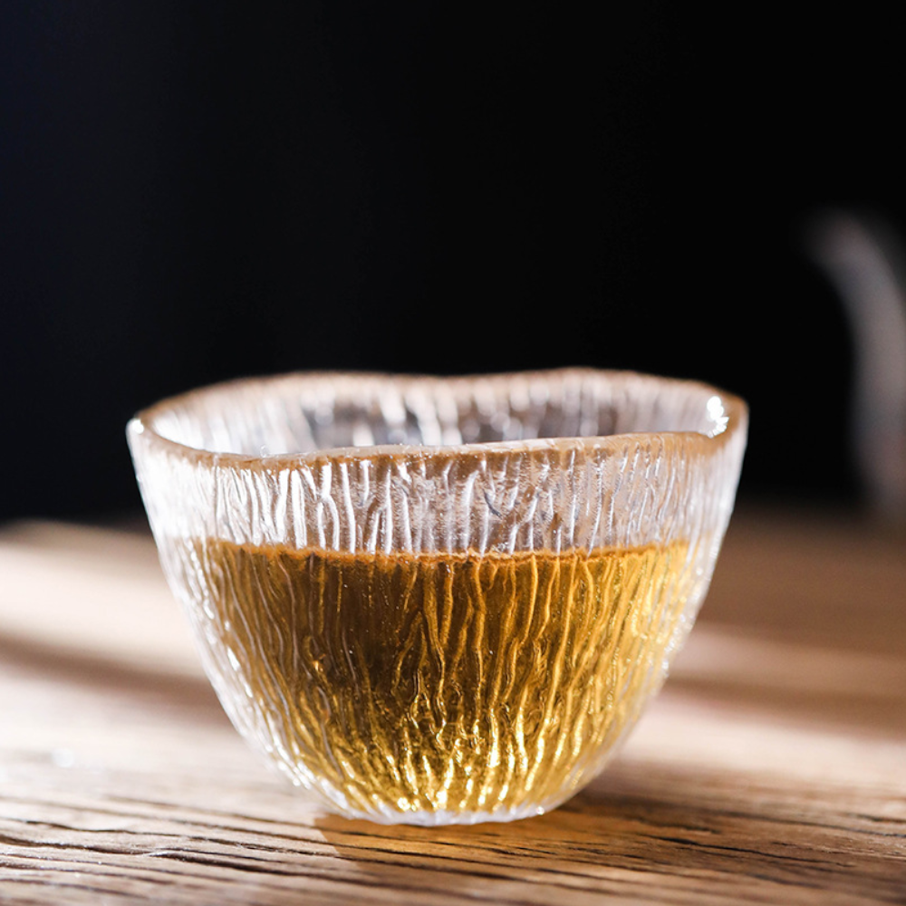 Small Personal Cup Tea Tasting Hammer Patterned Kung Fu Heat Resistant Glass Single