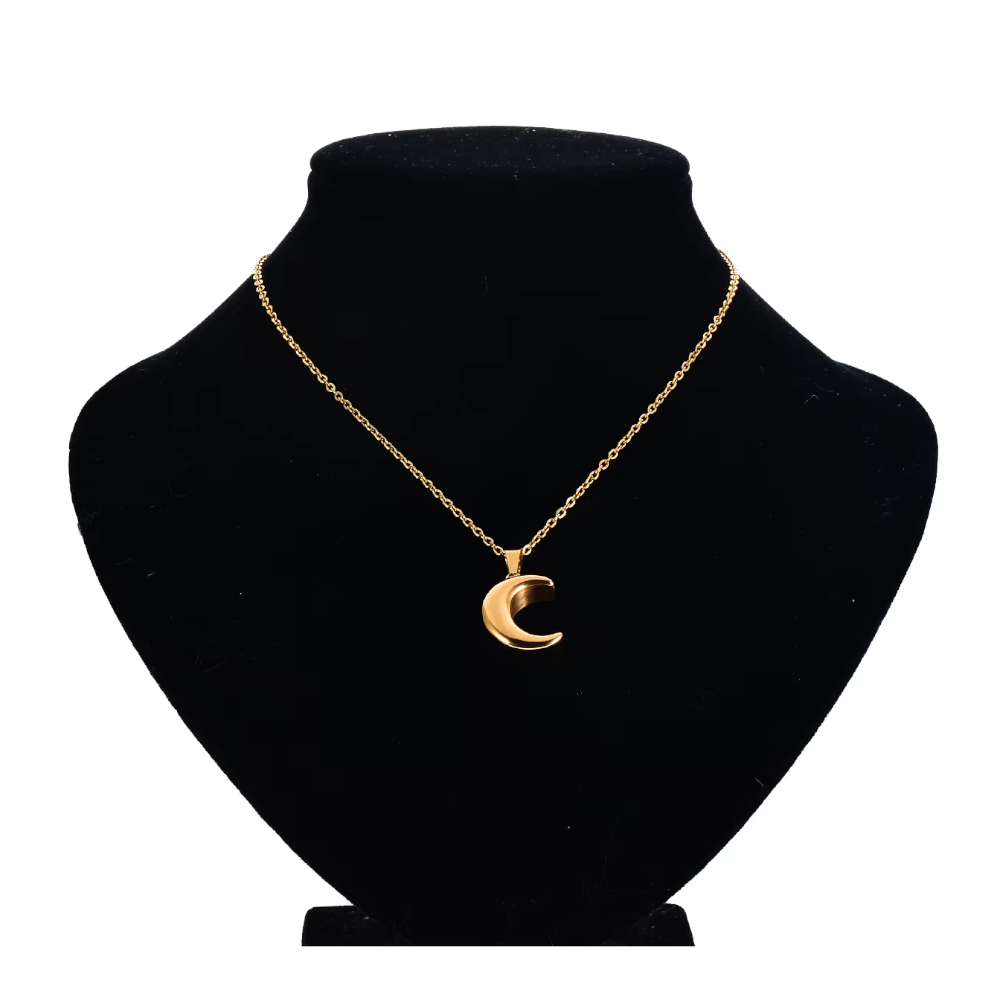 Smooth Moon Urn Necklaces Hold Human Pet Ashes Stainless Steel Memorial Pendant