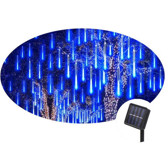 Solar Led Meteor Shower Rain Lights Holiday String Waterproof Garden