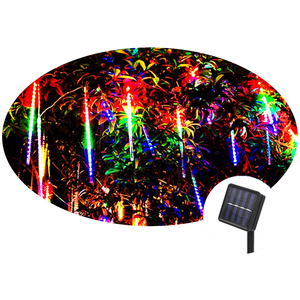 Solar Led Meteor Shower Rain Lights Holiday String Waterproof Garden