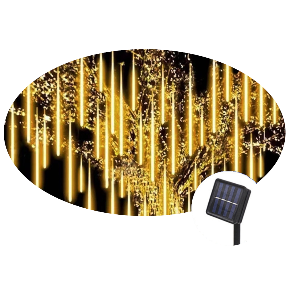 Solar Led Meteor Shower Rain Lights Holiday String Waterproof Garden