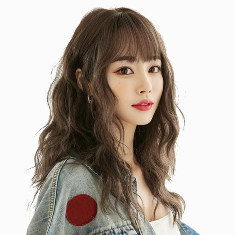 54Cm Natural Fluffy Wool Wig With Stylish Bangs For A Full Lush Look