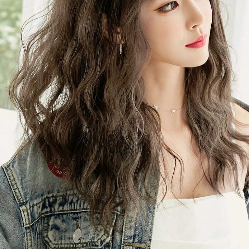 54Cm Natural Fluffy Wool Wig With Stylish Bangs For A Full Lush Look