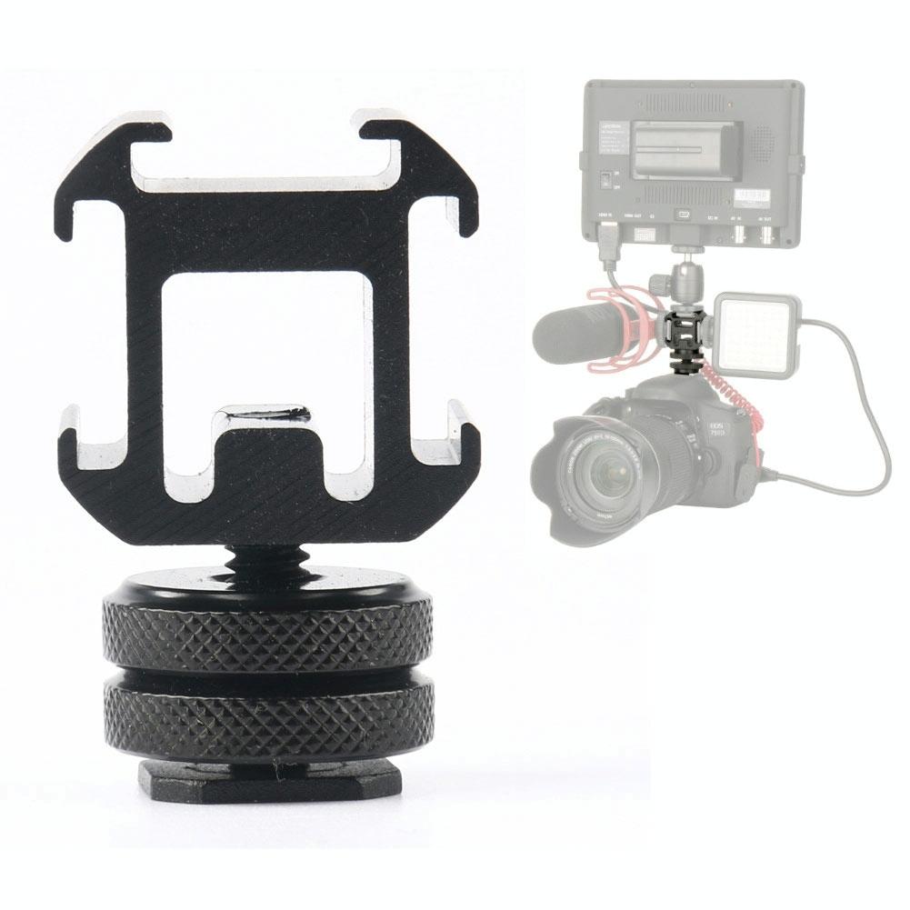 Universal Camera Hot Shoe Base With Three Head Rotary Design For Versatile Use