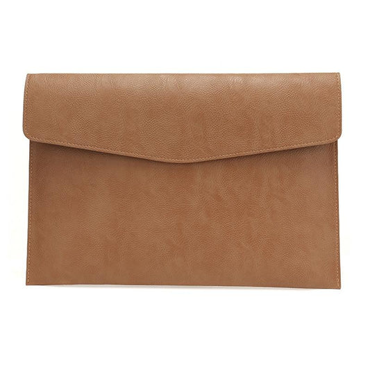 14 Inch Litchi Pattern Laptop Sleeve Light Brown Pu Leather Case