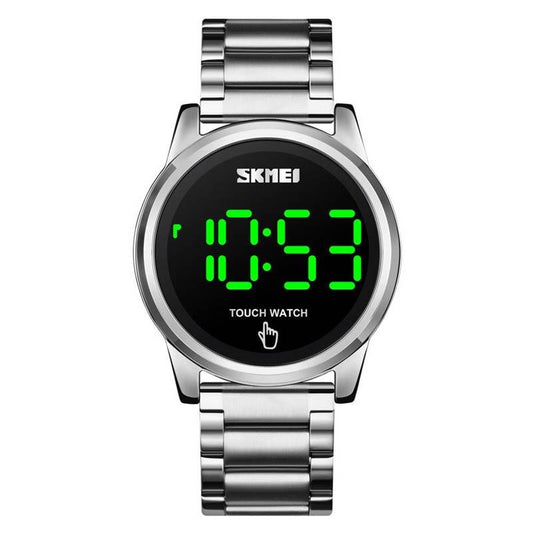 Veile Studios Men Electronic Sports Wristwatch With Stainless Steel Belt And Led Display Silver