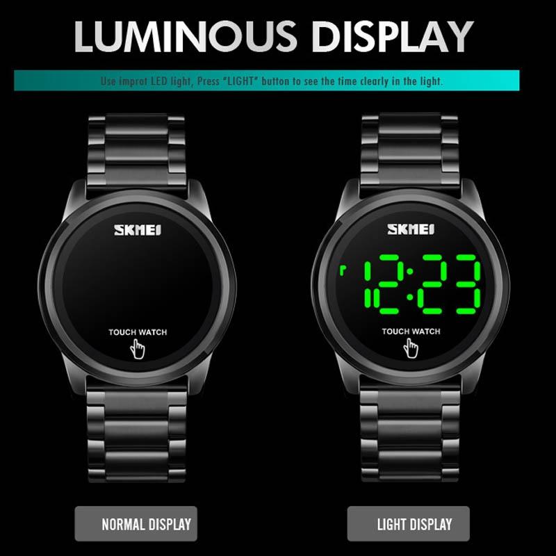 Veile Studios Men Electronic Sports Wristwatch With Stainless Steel Belt And Led Display Silver