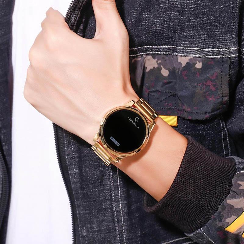 Veile Studios Men Electronic Sports Wristwatch With Stainless Steel Belt And Led Display Silver